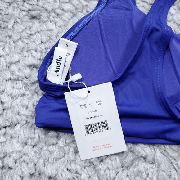 Andie Swim Caledonia Top Lapis Blue Size Small Bikini Crossover Back Lined - Picture 4 of 6